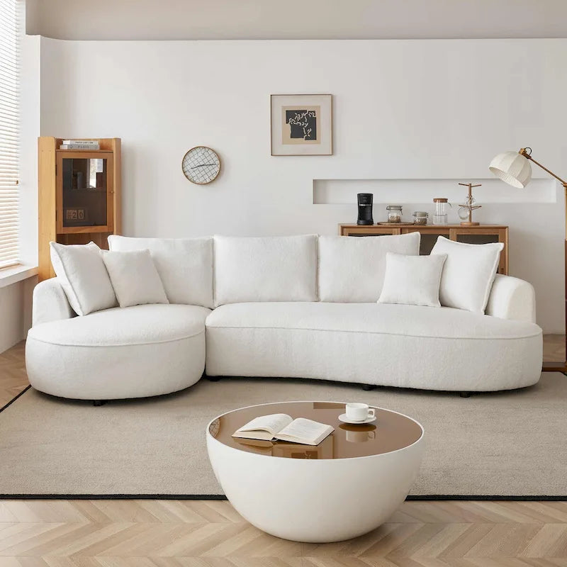 122.8 Modern Teddy Fabric Cloud Curved Sofa -- Left Facing