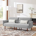 Convertible Futon Sofa Bed, Adjustable Couch Sleeper, Couch Corduroy Fabric Comfy Sofa bed with Wooden Legs & 2 Pillows