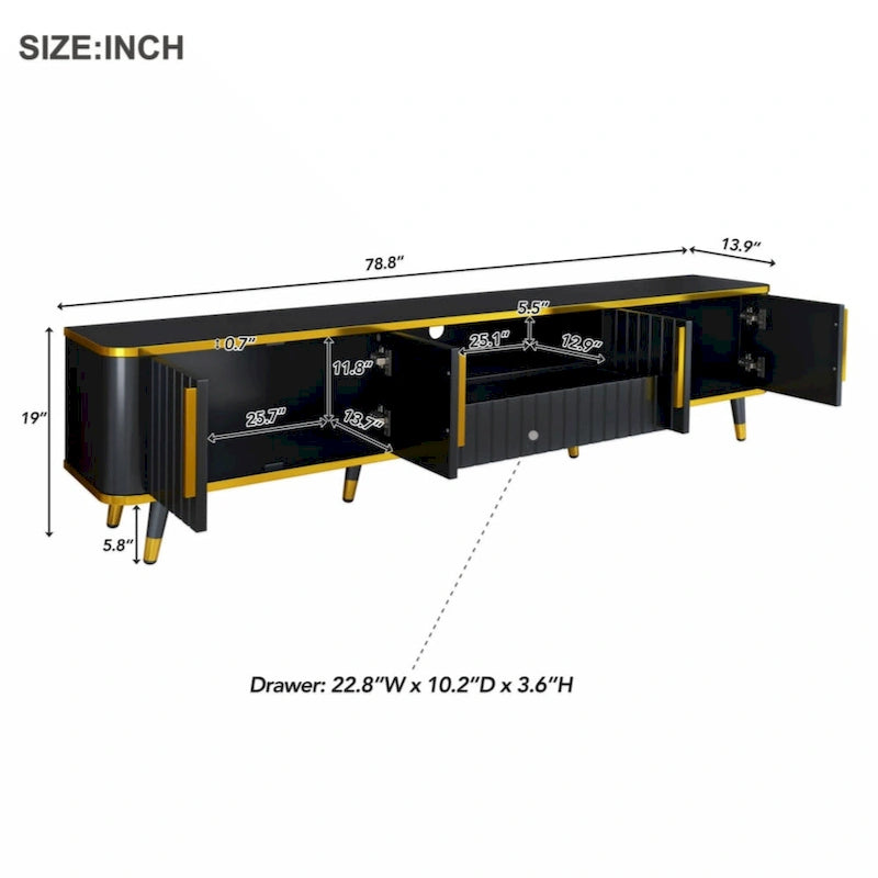 TV Stand with Gold Accents - For TVs Up to 85"