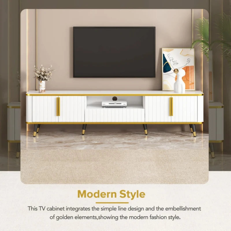 TV Stand with Gold Accents - For TVs Up to 85"