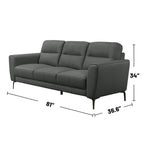 2 Piece Faux Leather Sofa Set with Triangular Chrome Legs