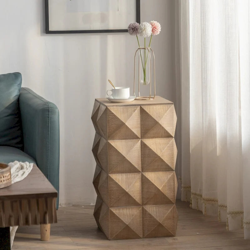 Brown Wood Embossed Retro Coffee Table