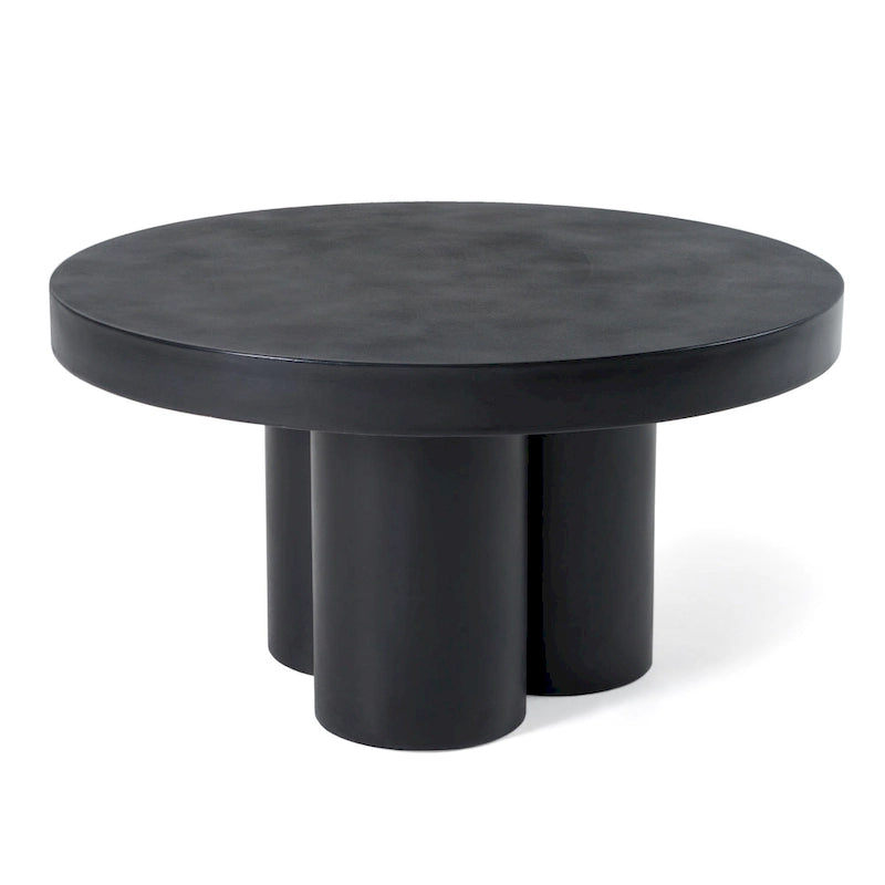 Black Round Concrete Coffee Table - 30" Outdoor/Indoor