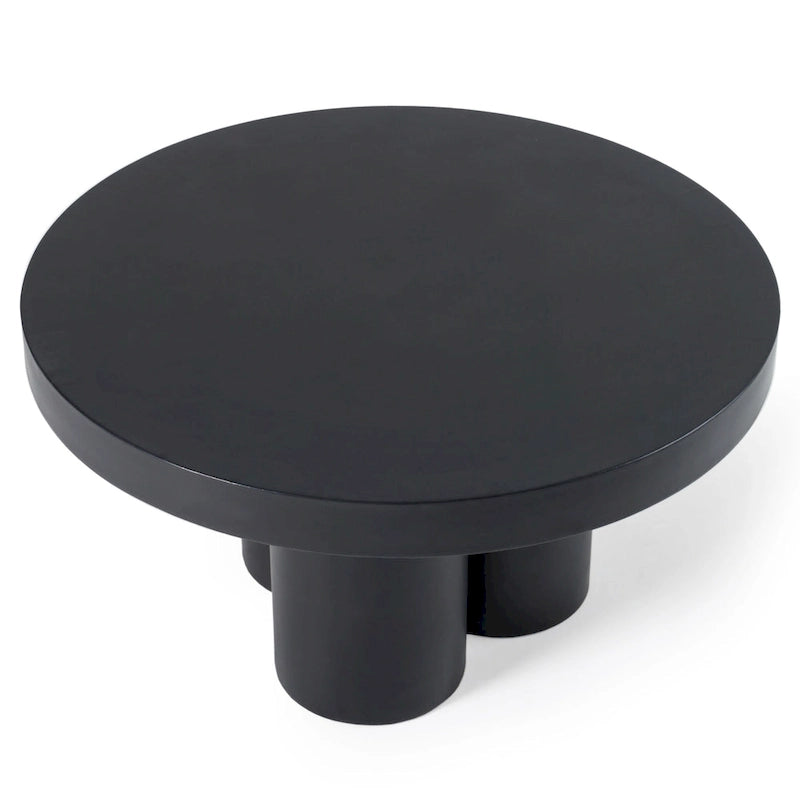 Black Round Concrete Coffee Table - 30" Outdoor/Indoor