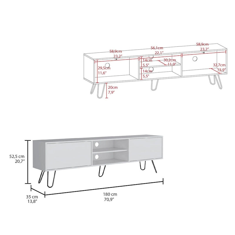 Vassel 2-Cabinet TV Stand Hairpin Legs