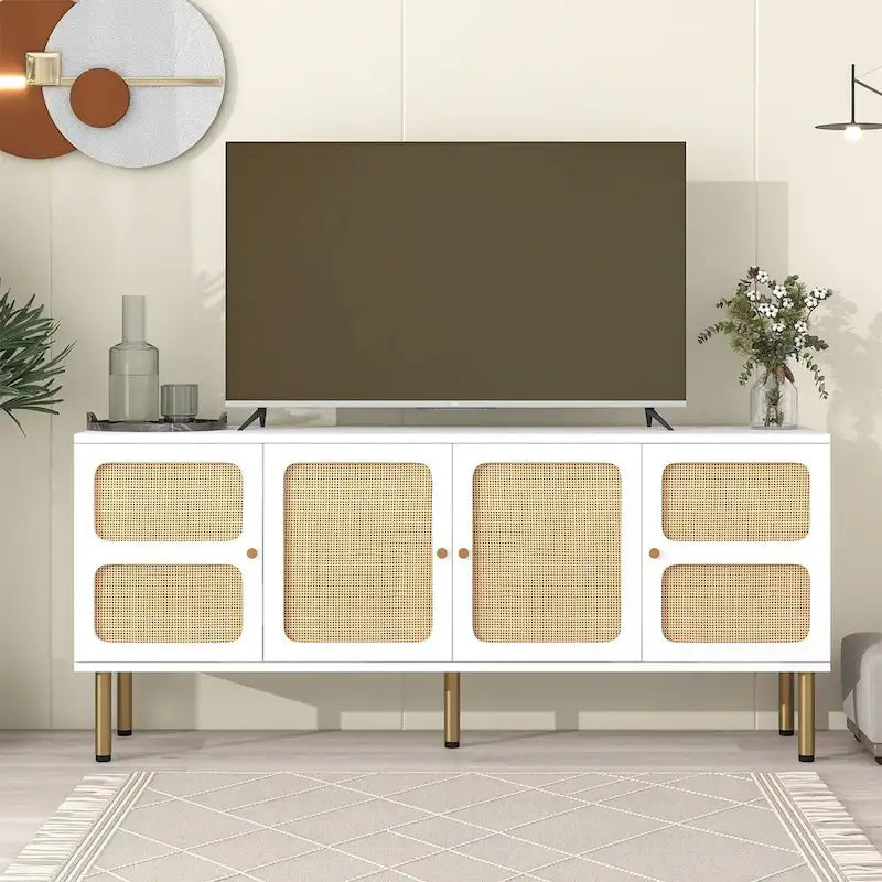 Merax Woven Media Console Table for TVs Up to 70
