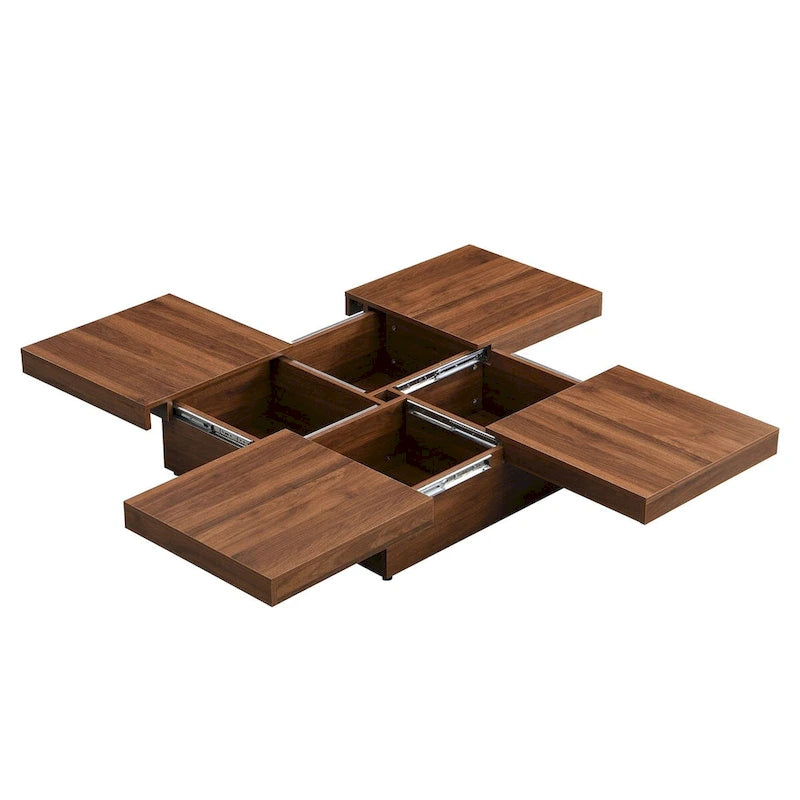 Square Marble Veneer Coffee Table Sliding Top with Storage by Harper&Bright Designs