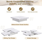 Square Marble Veneer Coffee Table Sliding Top with Storage by Harper&Bright Designs