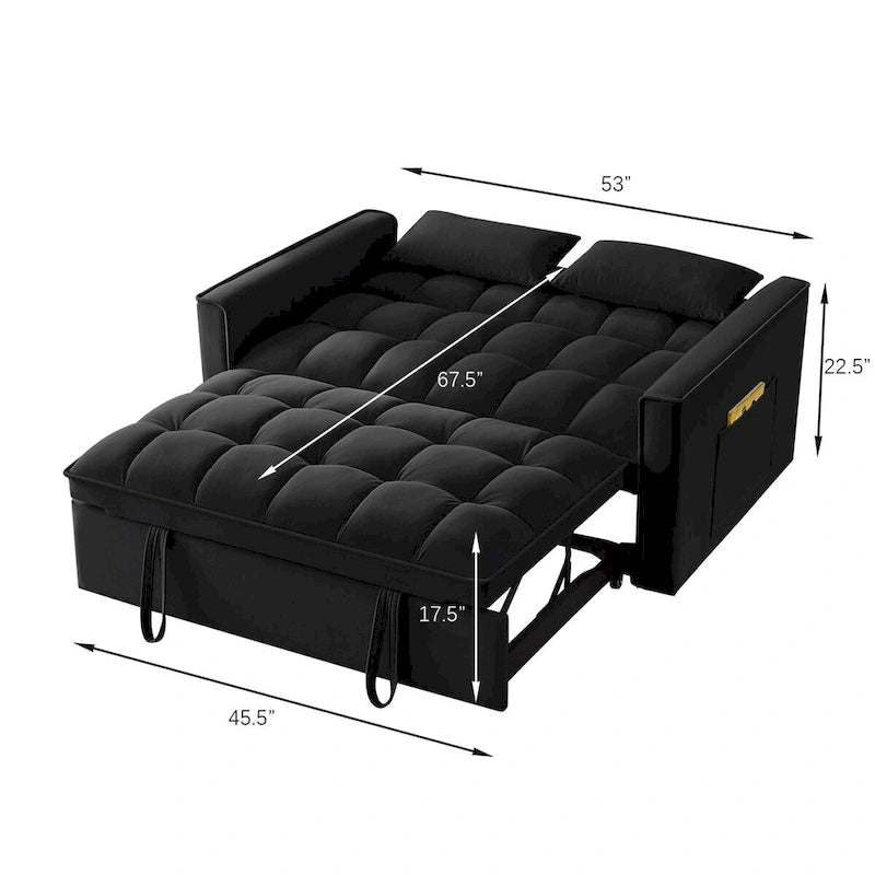 Convertible Loveseat with Adjustable Backrest and Storage Pockets
