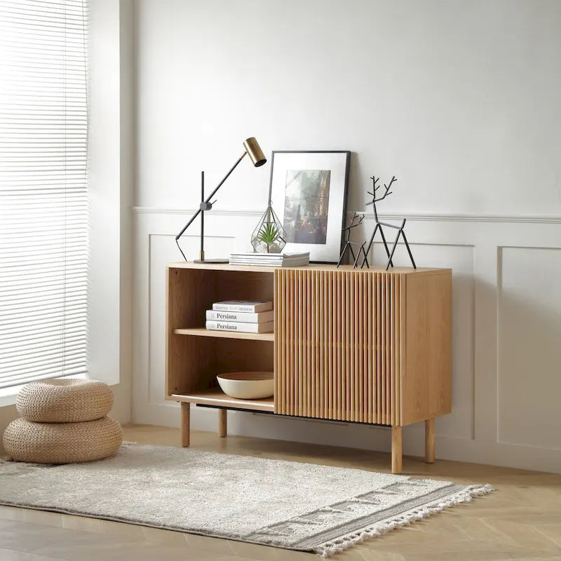 48.in Wood Oak Buffet Sideboard Accent Storage Cabinet
