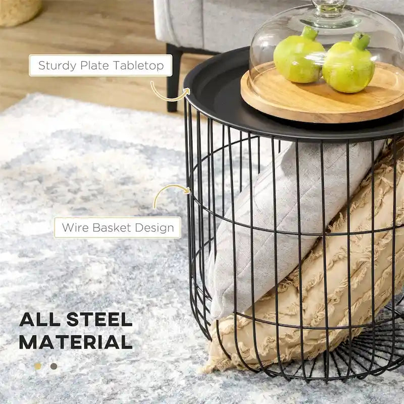 Nesting Coffee Tables with Steel Body and Removable Top (Set of 2)