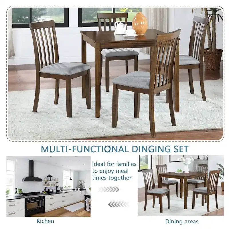 Wooden Dining Rectangular Table set for 4,Kitchen Dining Table