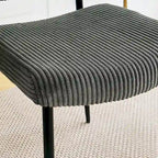 Modern simple velvet dining chair Fabric Upholstered Chairs home bedroom stool back dressing chair black metal legs(set of 2)