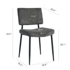 Modern simple velvet dining chair Fabric Upholstered Chairs home bedroom stool back dressing chair black metal legs(set of 2)