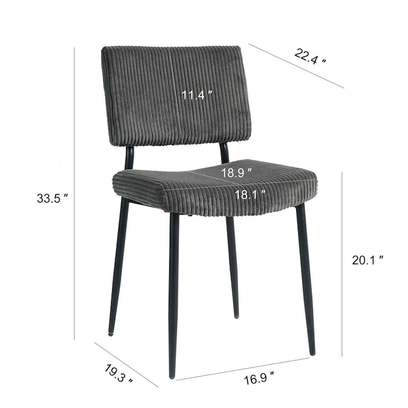 Modern simple velvet dining chair Fabric Upholstered Chairs home bedroom stool back dressing chair black metal legs(set of 2)