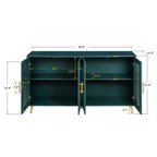 Grondin Mid-Century Modern Style 59.8 Wide Sideboard Buffet with Fluted Tempered Glass Doors and Adjustable Shelves