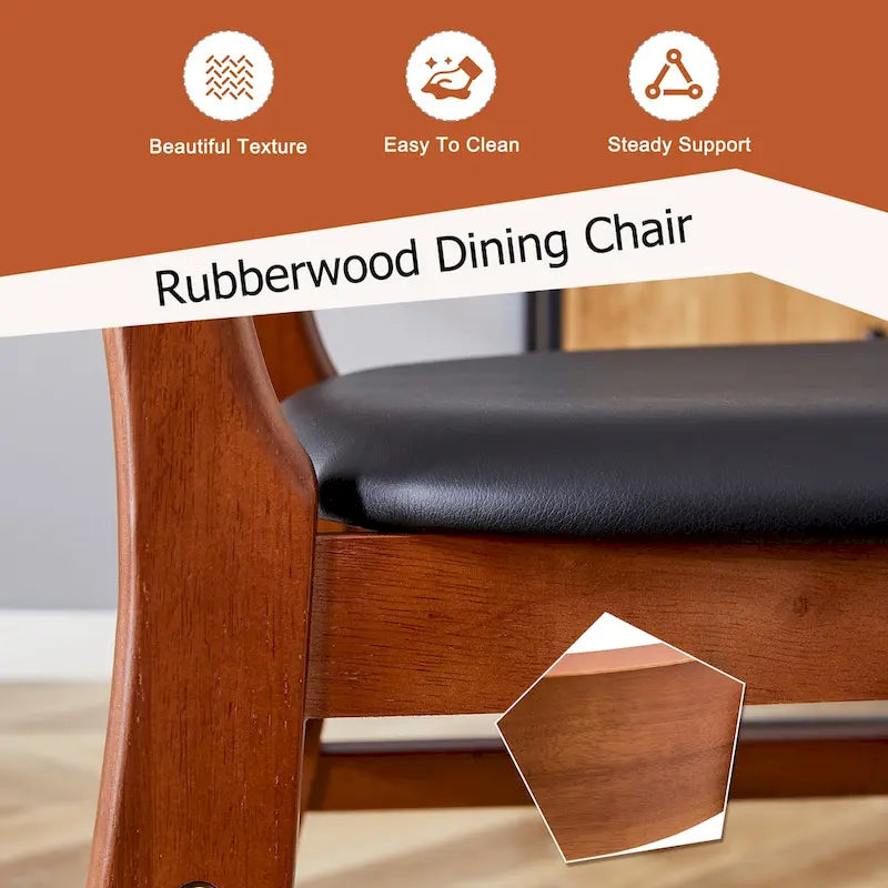 The stylish and durable solid wood dining chair, small curved back, PU cushion, and beautiful shape match with any room