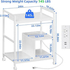 Printer Stand with Charging Station and USB Ports Large 3-Tier - 24D x 18.62W x 30.86H