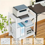 Printer Stand with Charging Station and USB Ports Large 3-Tier - 24D x 18.62W x 30.86H