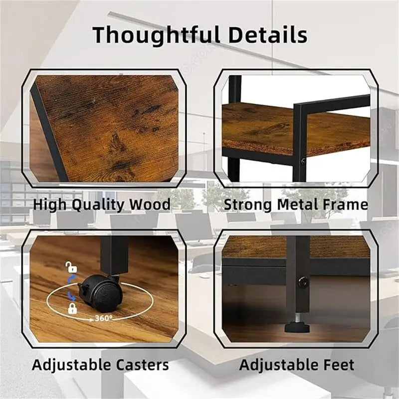 Printer Stand with Charging Station and USB Ports Large 3-Tier - 24D x 18.62W x 30.86H