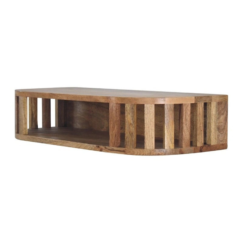 Oak Finish Wall-Mounted Console Table