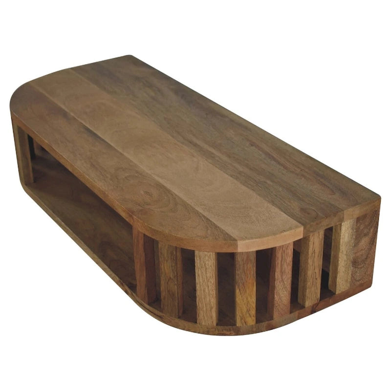 Oak Finish Wall-Mounted Console Table