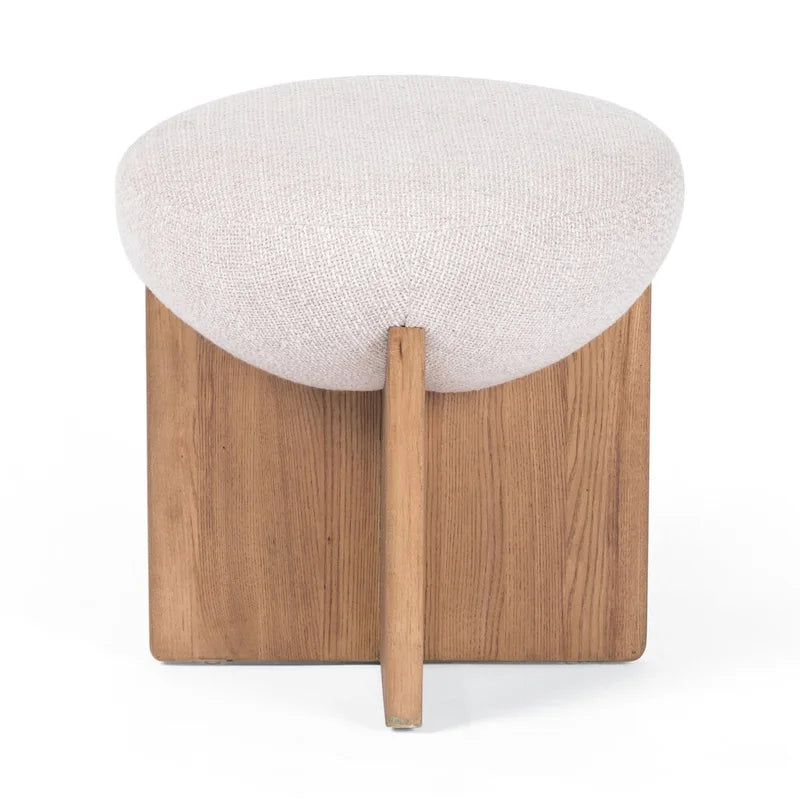 Drum Ottoman with X-Base - Ash Wood Frame