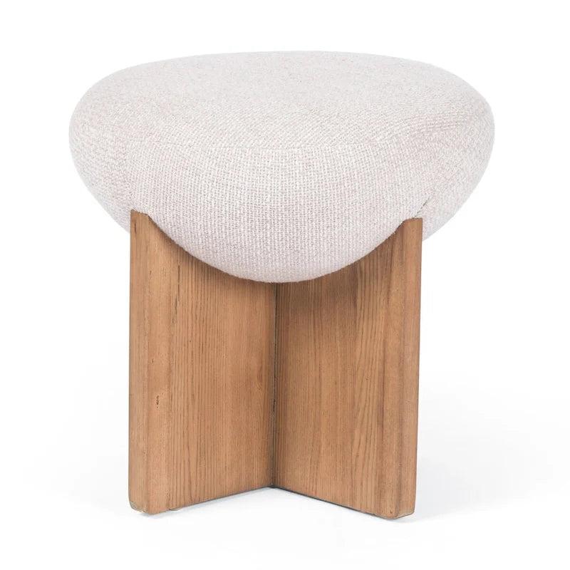 Drum Ottoman with X-Base - Ash Wood Frame