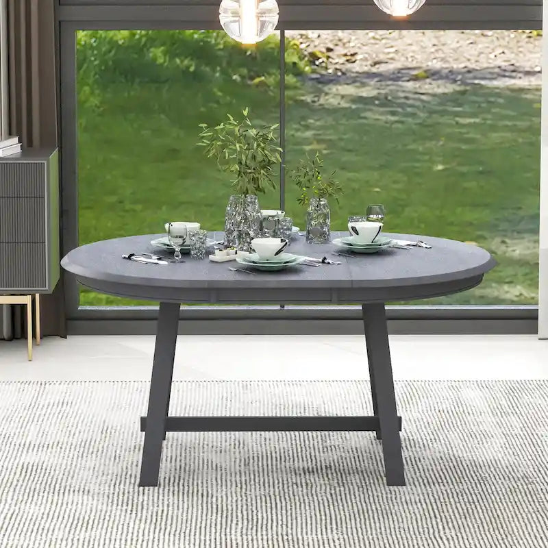 Gray Round Extendable Dining Table 4-6 Seater