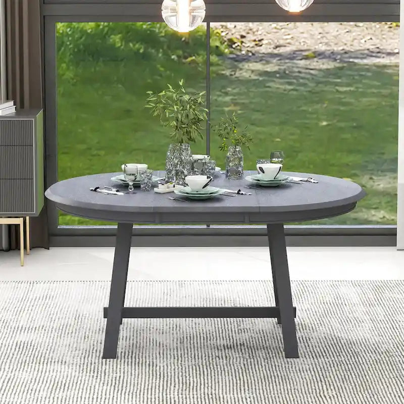 Gray Round Extendable Dining Table 4-6 Seater