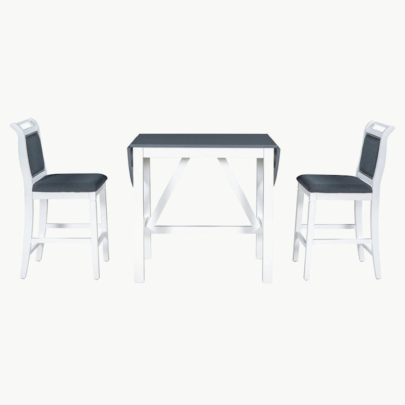 3-Piece Wood Counter Height Drop Leaf Dining Table Set