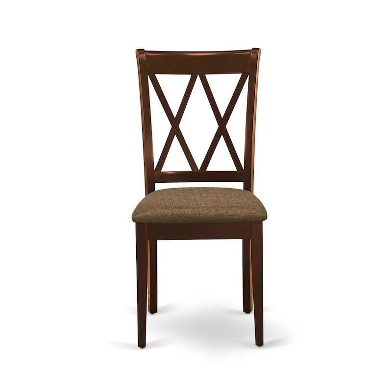 East West Furniture Dining Table Set- a Wooden Table and Linen Fabric Dining Room Chairs