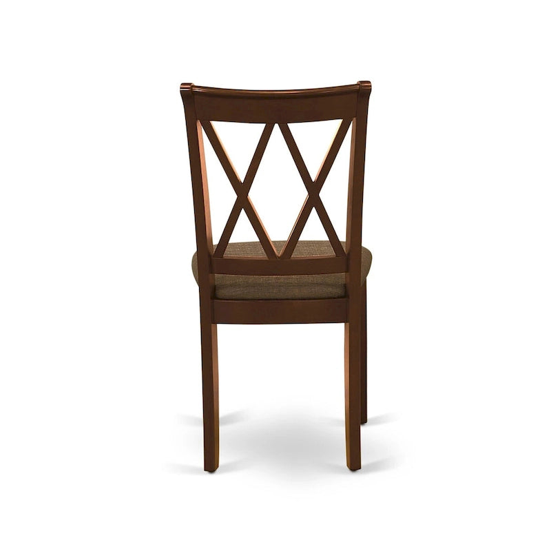 East West Furniture Dining Table Set- a Wooden Table and Linen Fabric Dining Room Chairs
