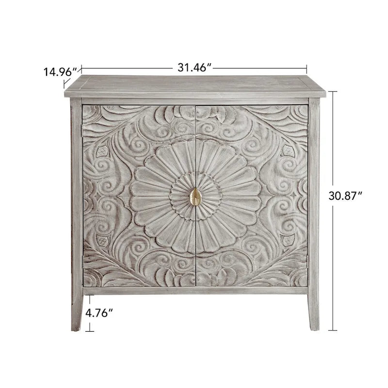 2 Door Cabinet, American Furniture, Suitable for Bedroom, Living Room, Study,Grey+White