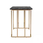 Jenny 47 Inch Desk, USB Power Outlet, Gold Metal Legs, Black Faux Marble