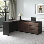 White Expandable L-Shaped Desk with Storage