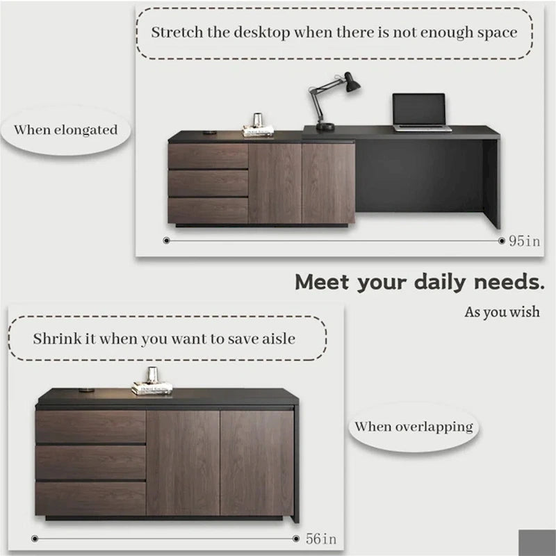 White Expandable L-Shaped Desk with Storage