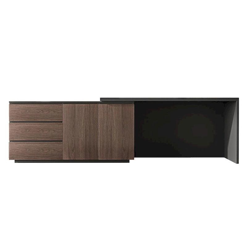 White Expandable L-Shaped Desk with Storage