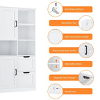 Bathroom Storage Cabinet with Doors and Drawers, Open Shelve, Adjustable Shelf