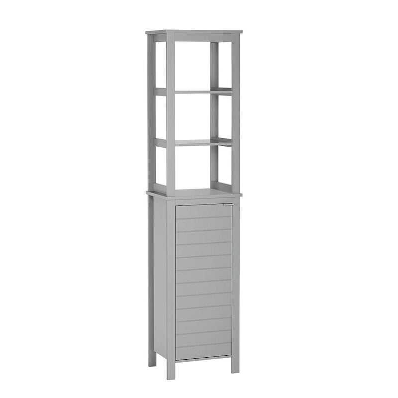 RiverRidge Madison Single Door Tall Bathroom Cabinet Storage Organizer with an Open and Adjustable Interior Shelves