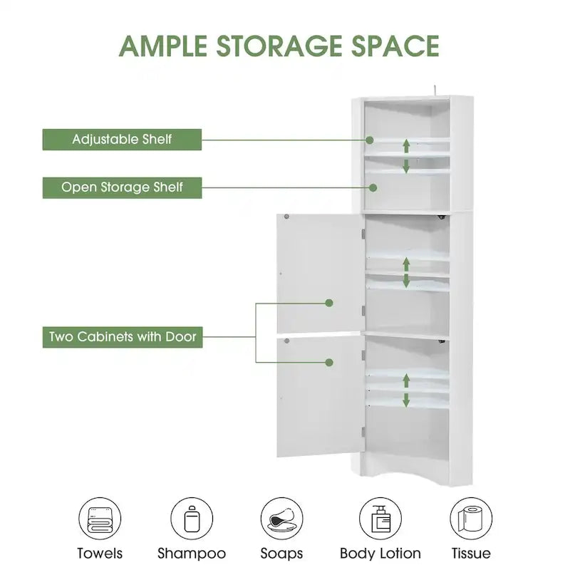 5-Tiers Bathroom Floor Storage Cabinet, Slim Bathroom Storage Cabinet