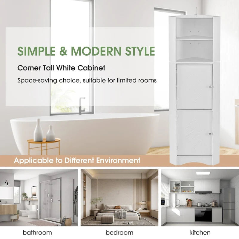 5-Tiers Bathroom Floor Storage Cabinet, Slim Bathroom Storage Cabinet