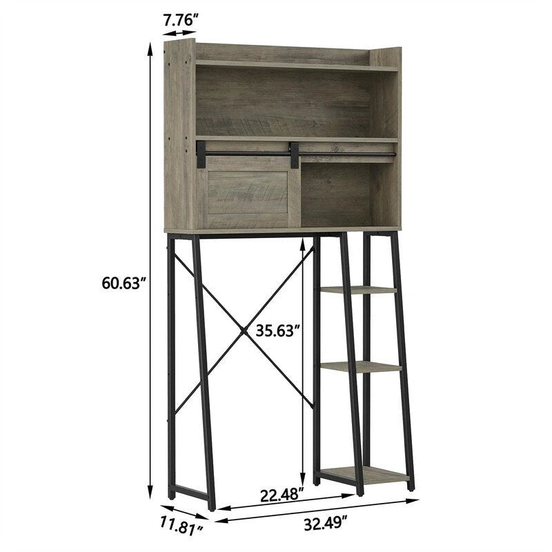 Over The Toilet Storage Cabinet with Toilet Paper Holder Stand - 11.81D x 32.49W x 60.63H