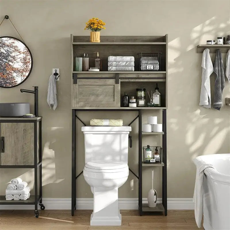 Over The Toilet Storage Cabinet with Toilet Paper Holder Stand - 11.81D x 32.49W x 60.63H