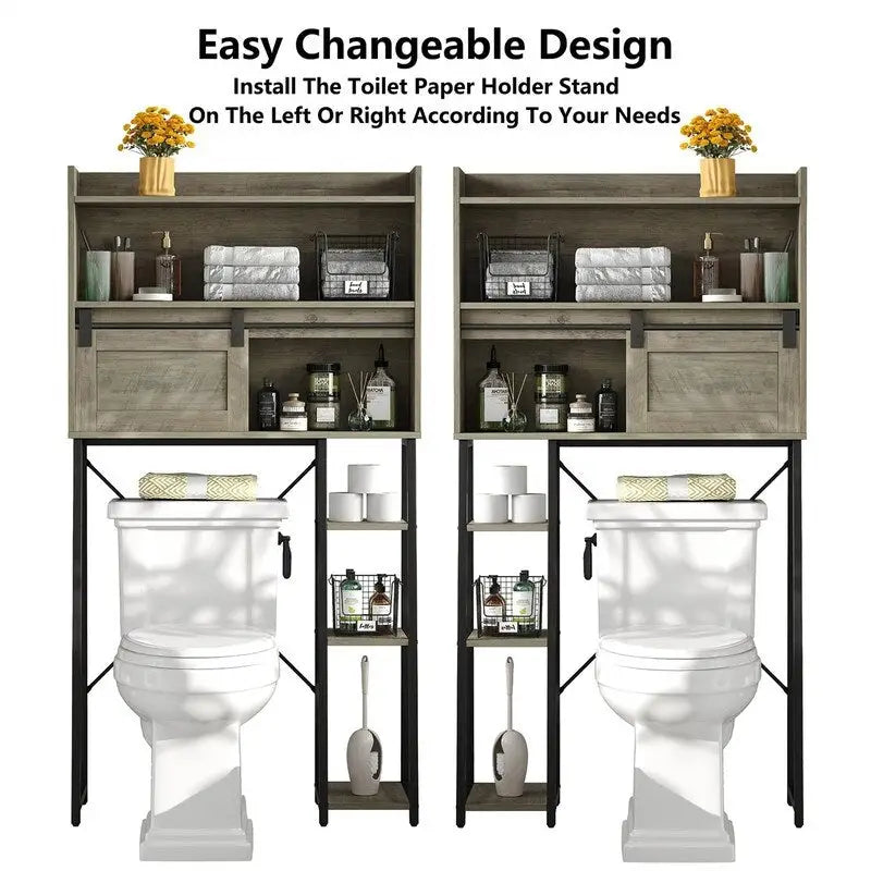 Over The Toilet Storage Cabinet with Toilet Paper Holder Stand - 11.81D x 32.49W x 60.63H