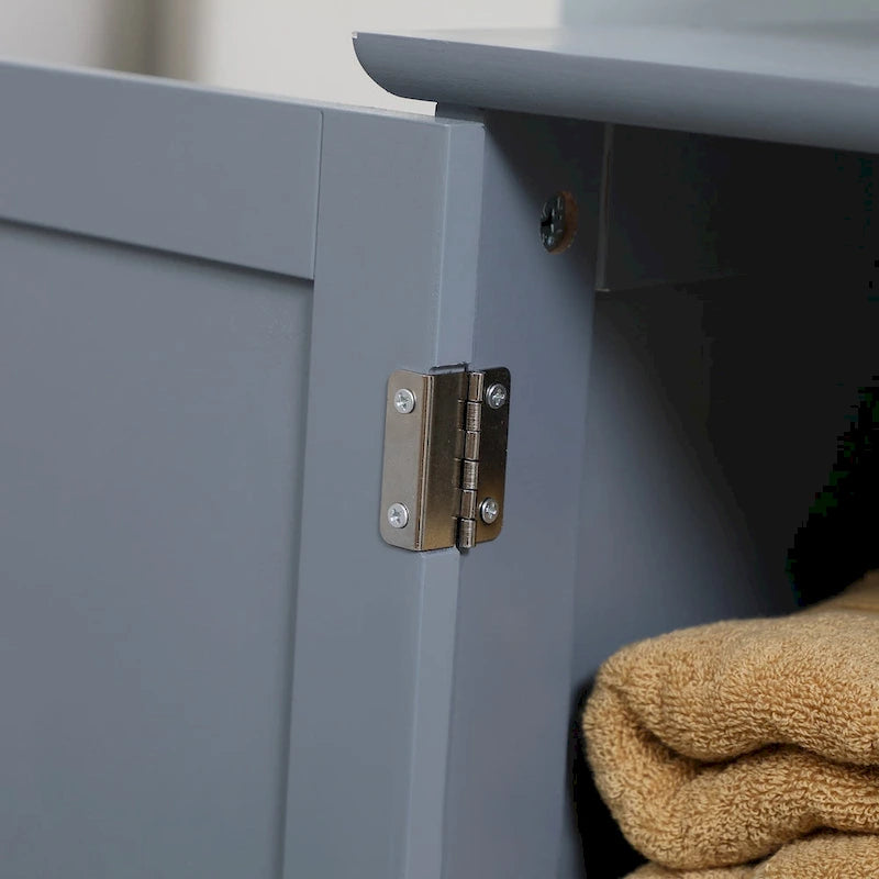 Under Sink Bathroom Cabinet with 2 Doors and Shelf, Pedestal Sink Bathroom Vanity Cabinet, Gray