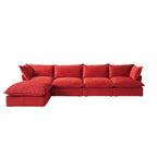 Cloud Sectional Sofa, 5-Seater Down Feather Modular Sofa L-shaped Velvet Wide Deep Seat Convertible Couch.