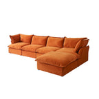 Cloud Sectional Sofa, 5-Seater Down Feather Modular Sofa L-shaped Velvet Wide Deep Seat Convertible Couch.