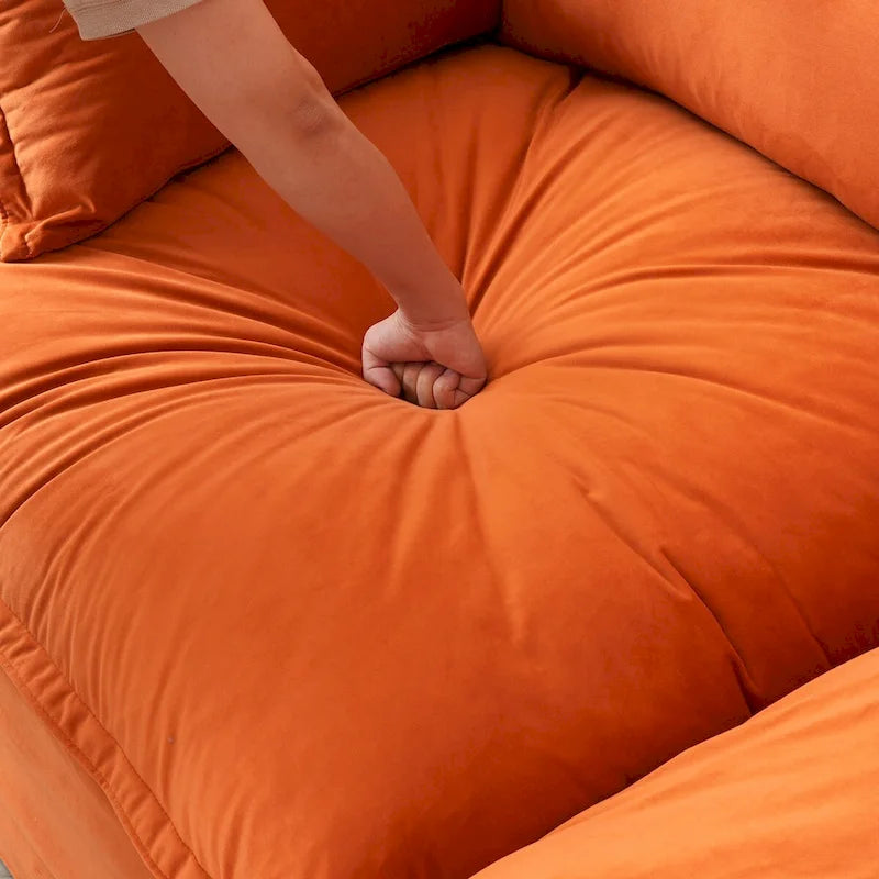 Cloud Sectional Sofa, 5-Seater Down Feather Modular Sofa L-shaped Velvet Wide Deep Seat Convertible Couch.