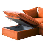 Cloud Sectional Sofa, 5-Seater Down Feather Modular Sofa L-shaped Velvet Wide Deep Seat Convertible Couch.